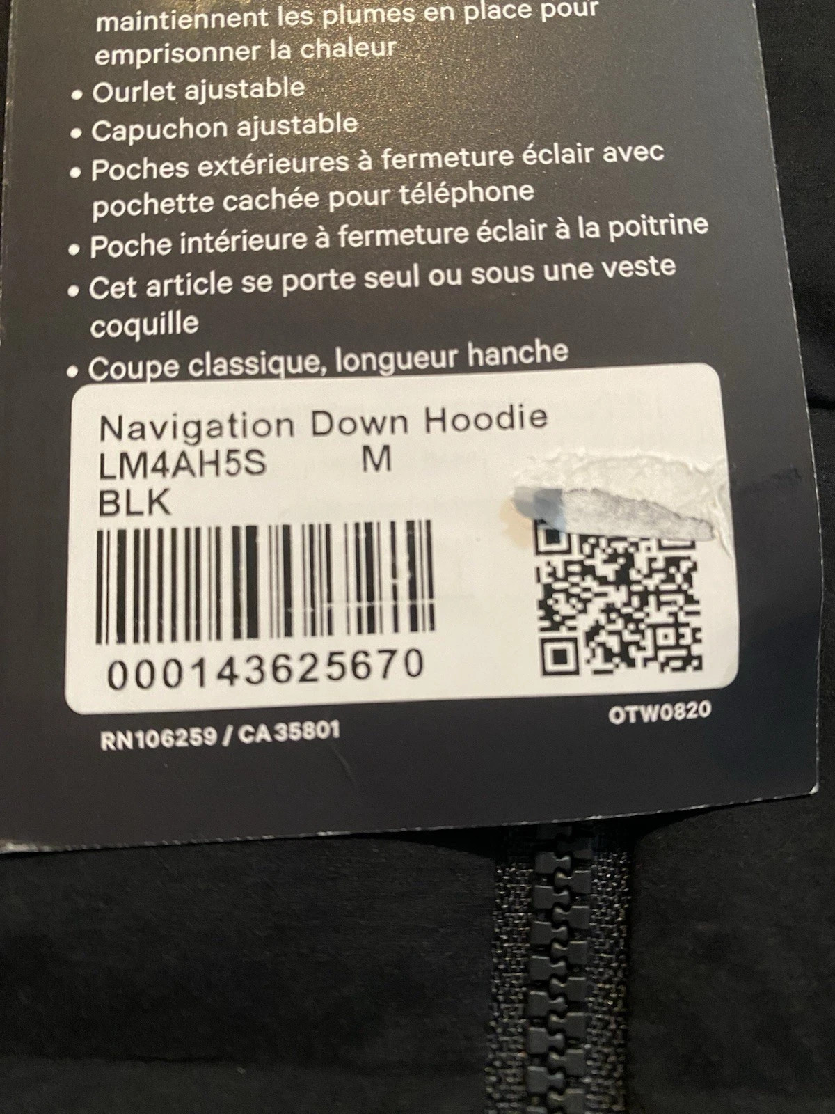 Lululemon Navigation Hoodie 700 Fill Down Puffer Jacket Men’s M
