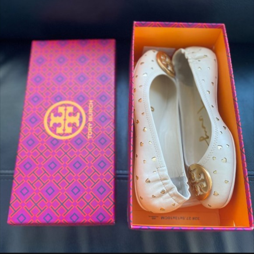 TORY BURCH LIMITED EDITION MINNIE HEART CUTOUT LEATHER REVA BALLET FLATS NIB 9