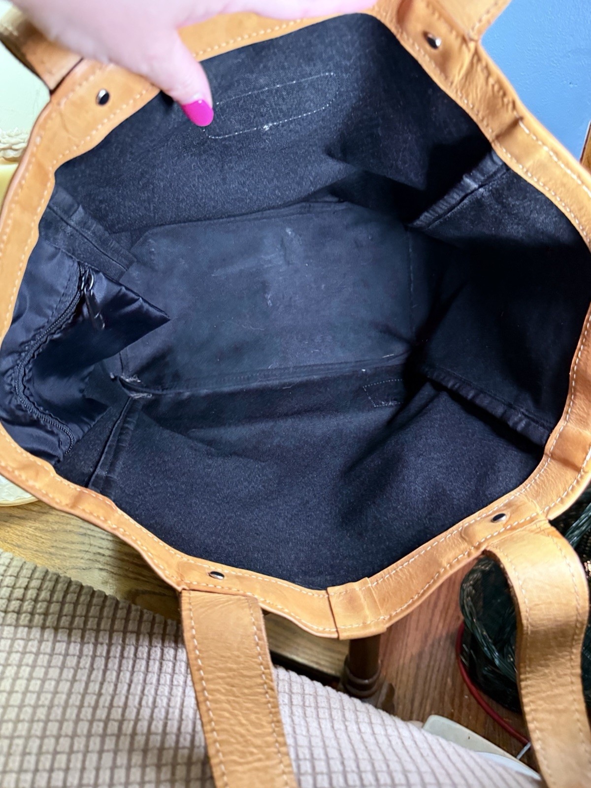 Jon Hart Design Navy Canvas Leather Large Tote Bag Travel Carryall Personalized