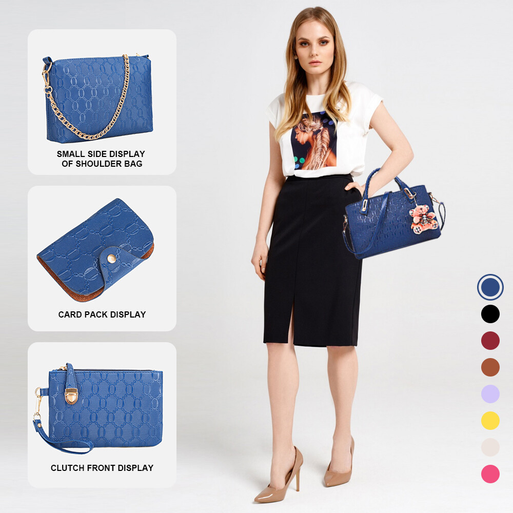 4Pcs/Set Women Lady Leather Handbags Messenger Shoulder Bags Tote Satchel Purse