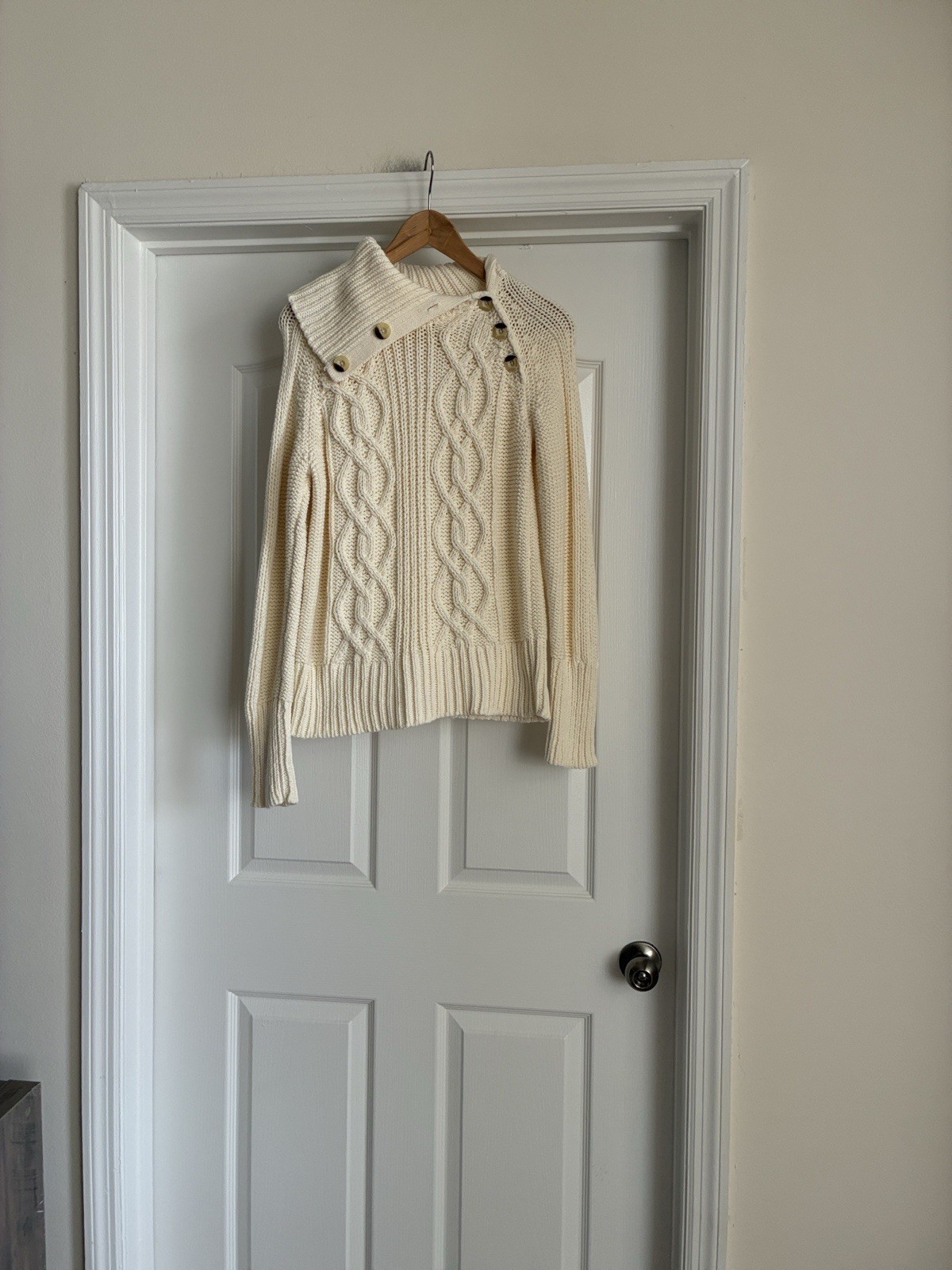 Vintage Falls Creek CableKnit SweaterCream Fisherman Collared CozyCottagecore