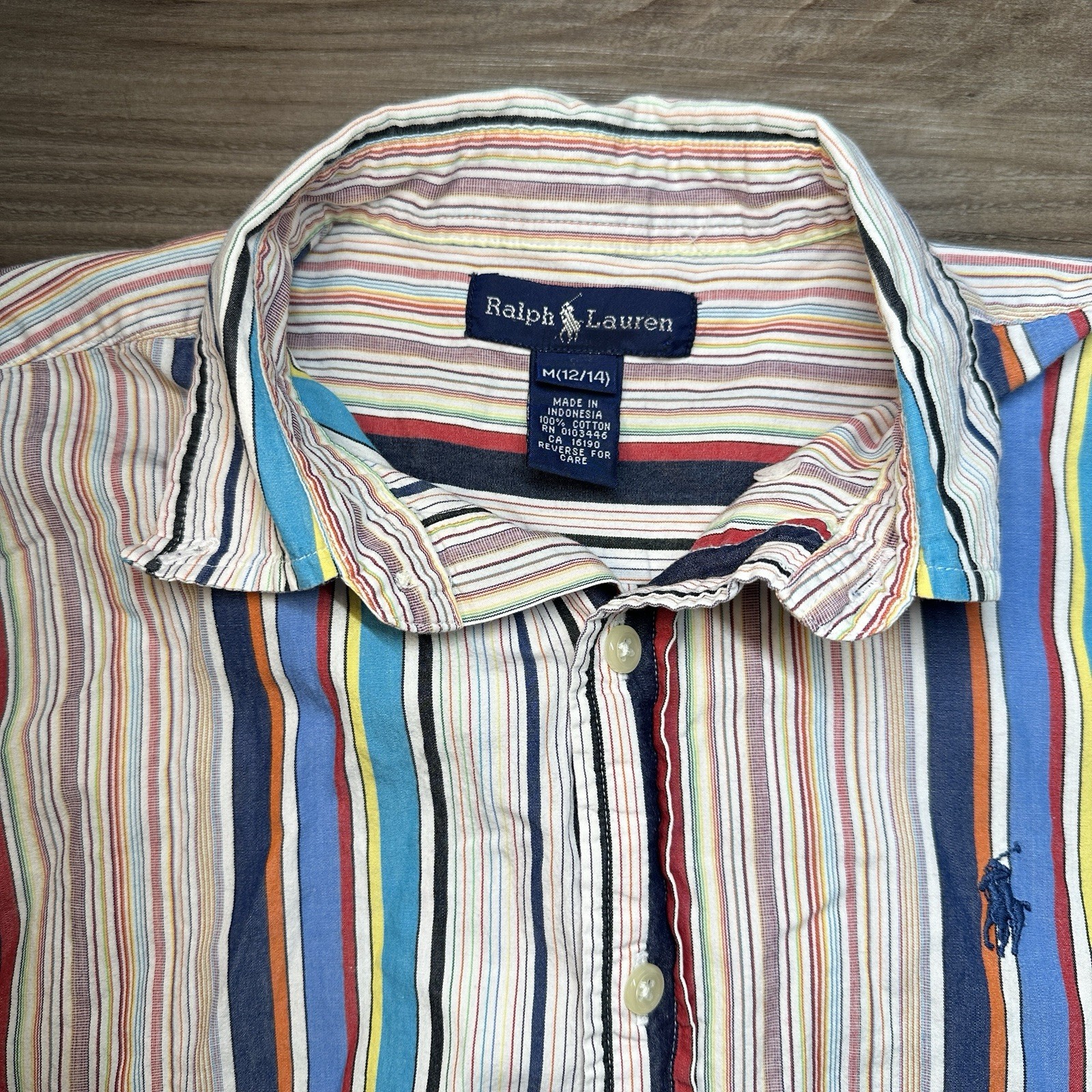 Ralph Lauren Women’s M (12/14) Striped Multicolor Long Sleeve Cotton Button-Up