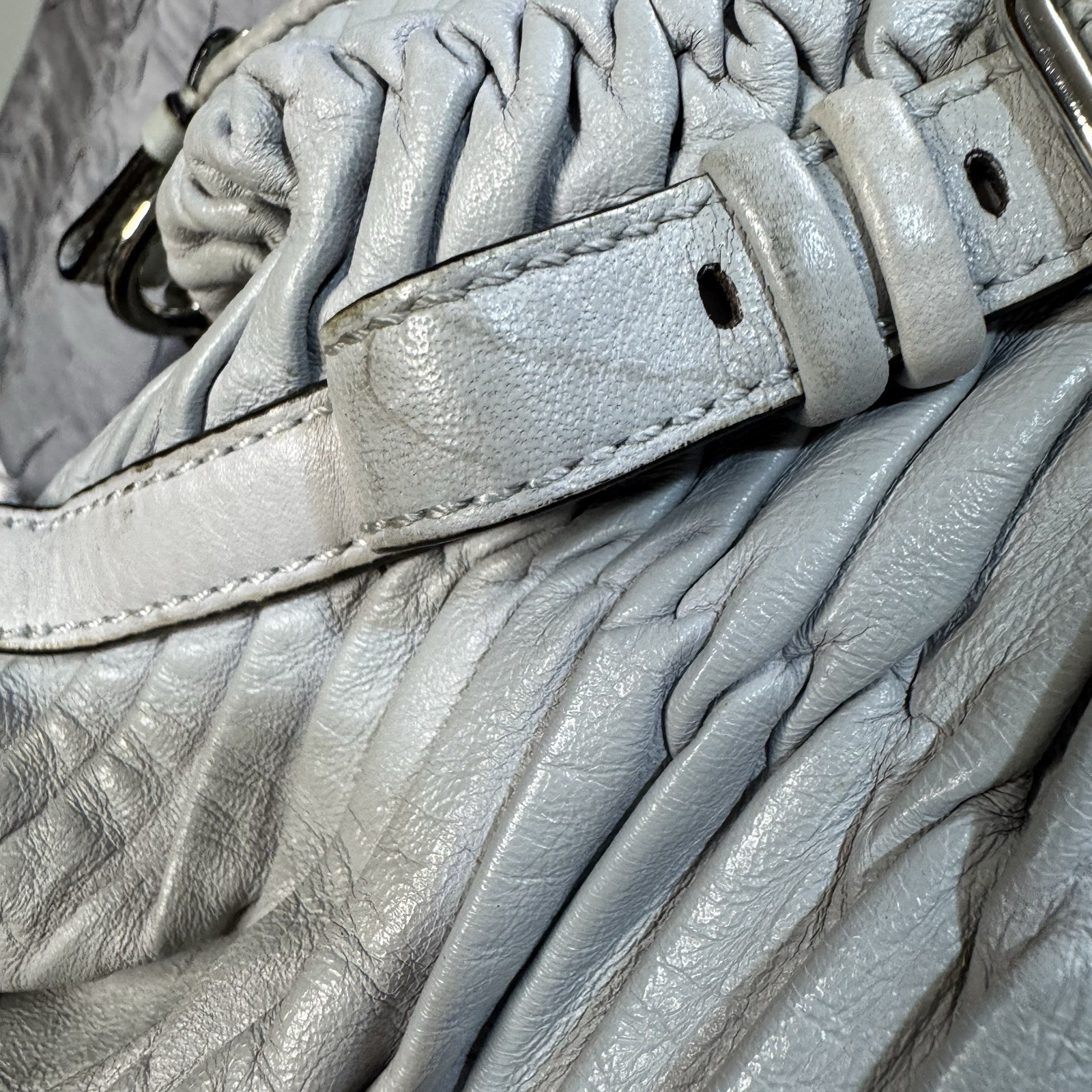 COACH Madison Sophia Satchel Shoulder Bag Gray Gathered Leather