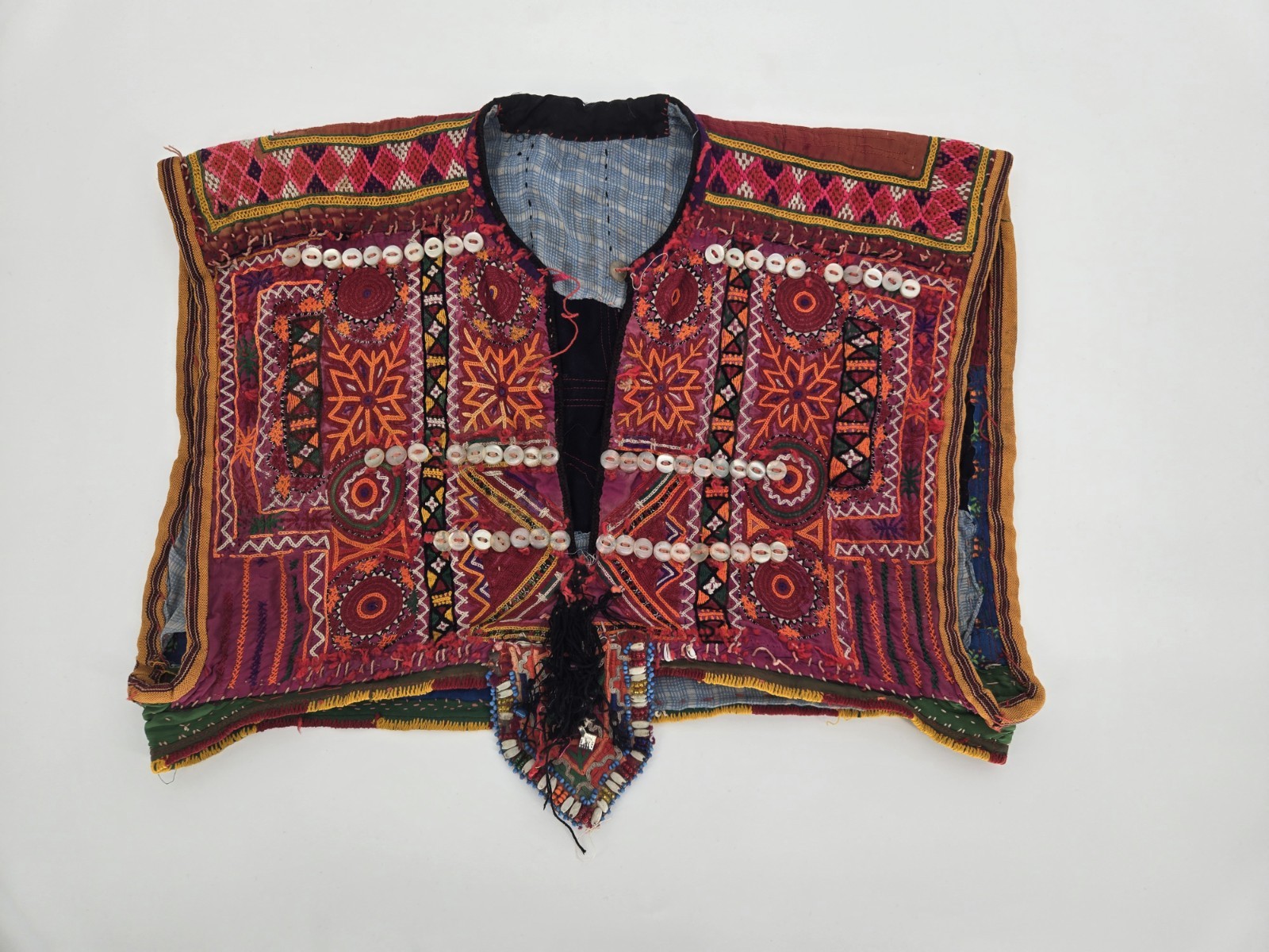 Vintage Afghan Kuchi Hand-embroidered Tribal Dress Panel or Vest #2734