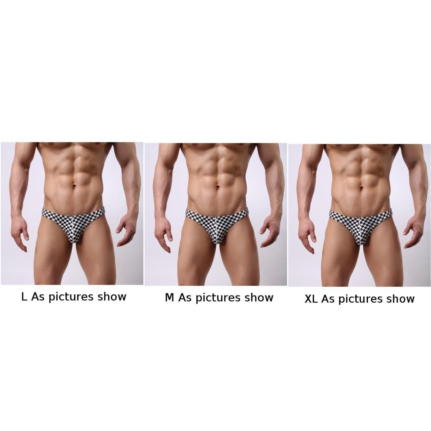Sexy and Trendy Plaid Men’s Polyester Bikini Briefs with Low Waist Style