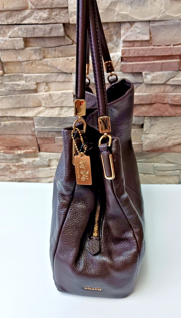 Vintage Coach Madison Phoebe 26224 DARK BROWN Pebbled Leather Bag 2010s * NOS