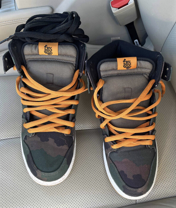 [646552-037] Nike Dunk High SB Fiveoneo Black/Olive Khaki-Sunset Men’s Size 11.5
