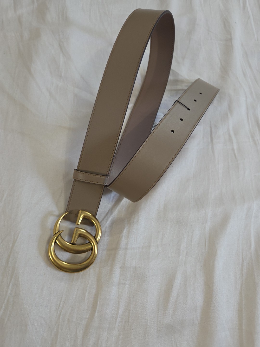 Authentic Gucci Pink Taupe Leather Belt, Women Size 30-32 IT 90CM