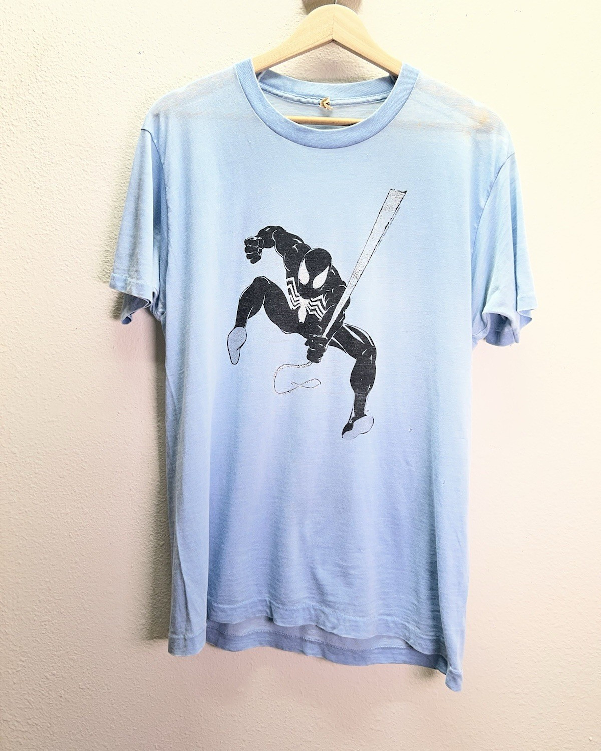 Vintage 1986 Marvel Spider-Man Symbiote Graphic Print T-Shirt Mens XL Blue
