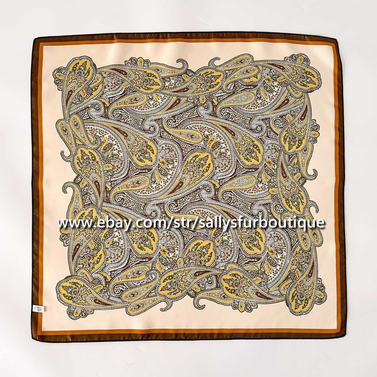Boutique 14 Momme Twill Silk Paisley Print Double Face Necktie Scarf 65cm