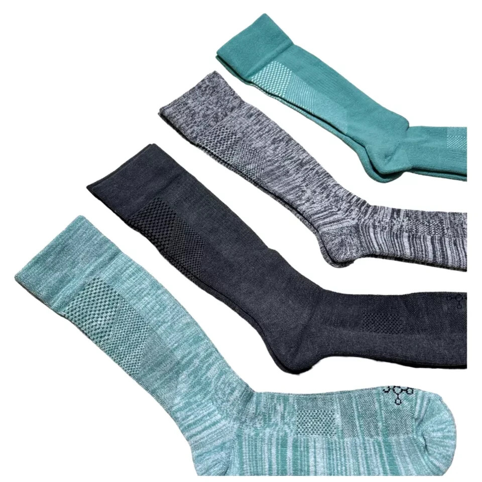 TOMMIE COPPER 4 PACK OVER THE CALF NANOGLIDE COMPRESSION SOCKS Size Large JADE
