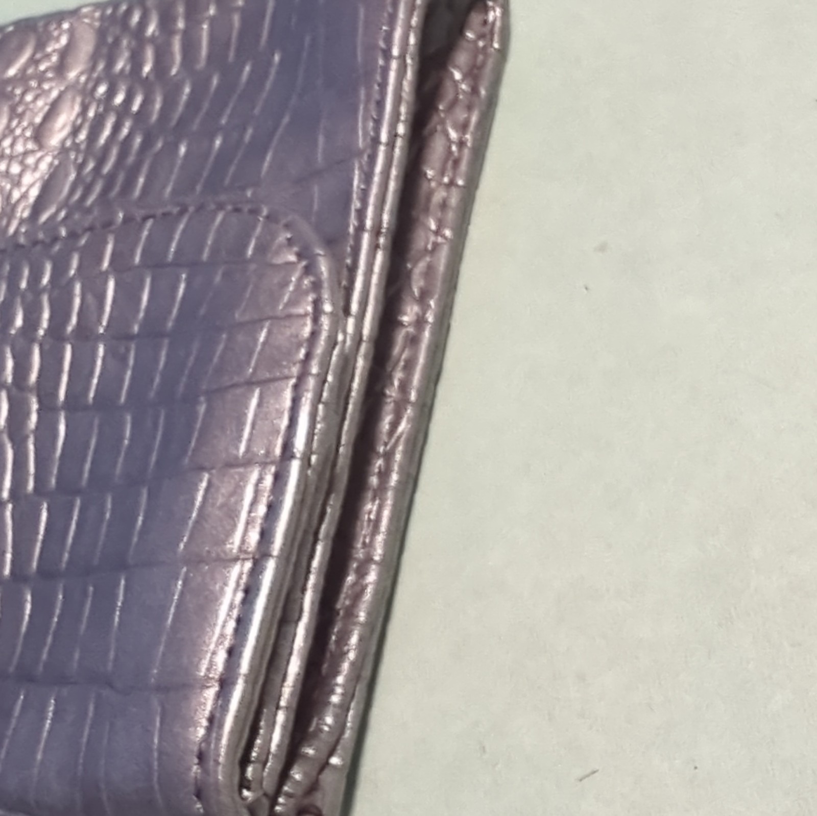 Nine West Metallic Silver Croc Embossed Clutch Top Handle Magnetic, Lined