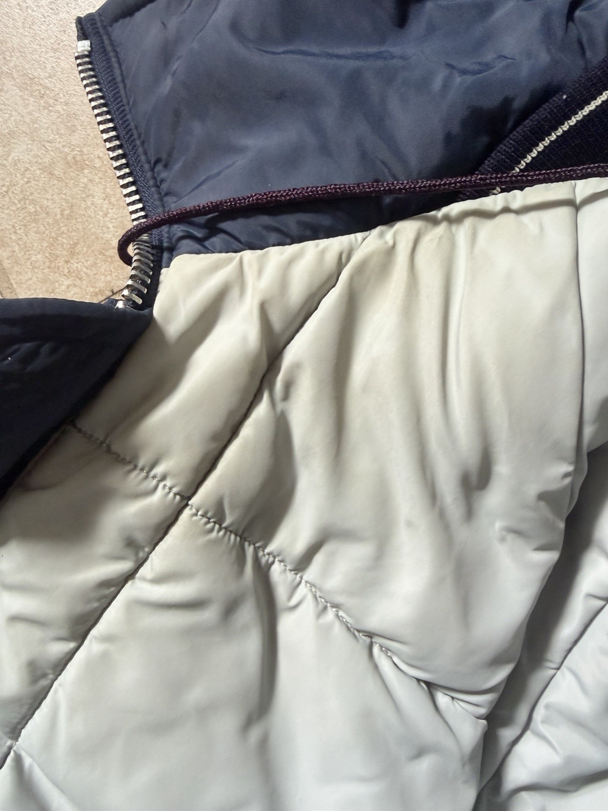 Mighty-Mac Men’s Blue Down Puffer Jacket Full Zip Toggle Stand Collar Lined 42