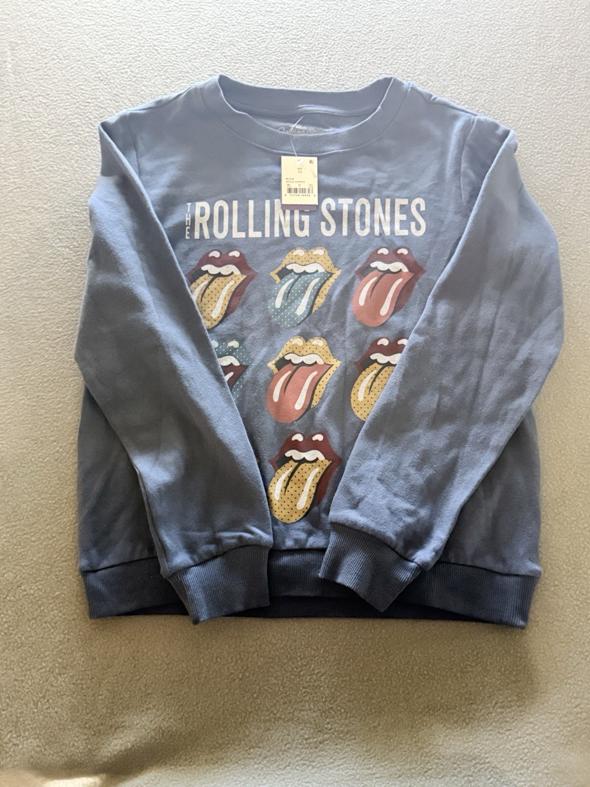 The Rolling Stones Size XS Blue Graphic Crew Neck Sweatshirt Rock Band New