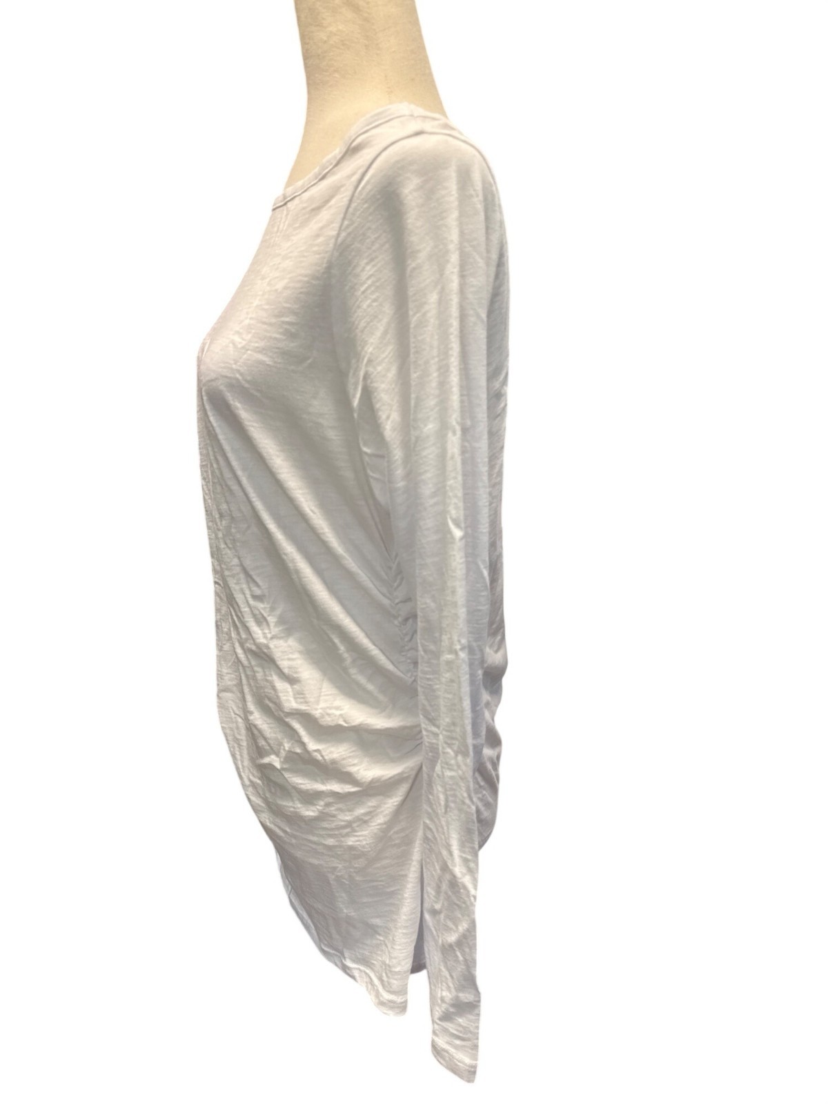 Madewell Ruched Crewneck Long-Sleeve Tee in Soft Slub~Size L~White NWT L17 13