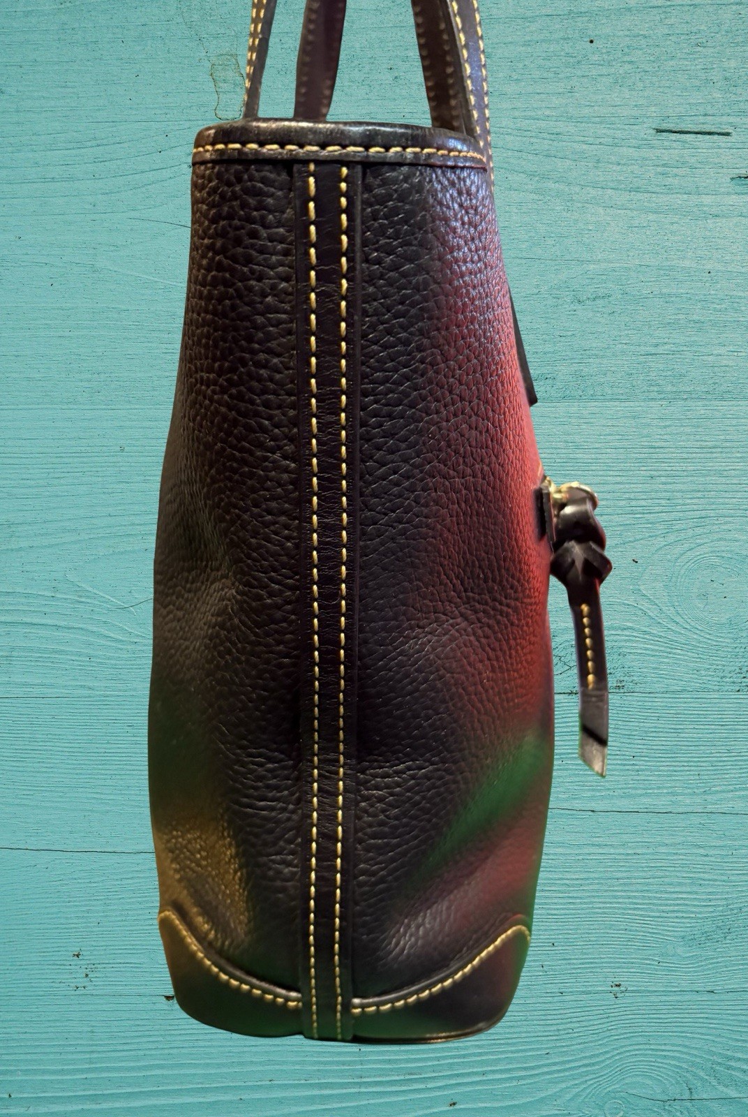 Dooney Bourke Black Pebble Leather Charleston Tote Shopper Shoulder Bag Purse