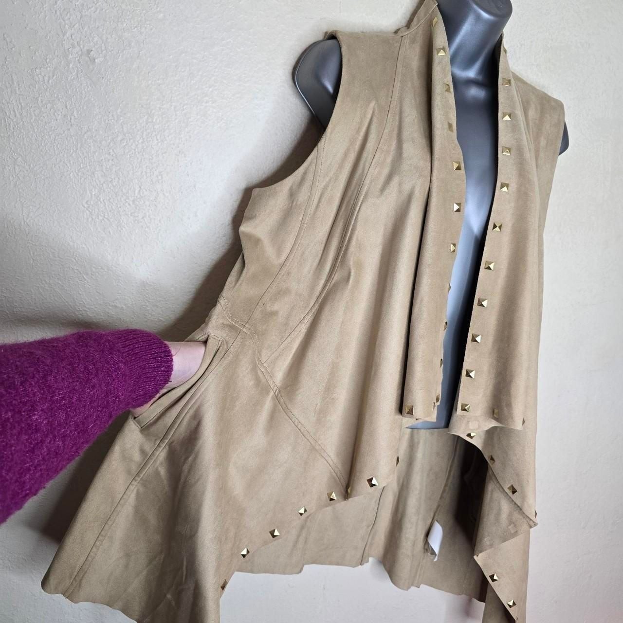 Michael byMichael Kors Studded Faux Suede Waterfall Drape Vest