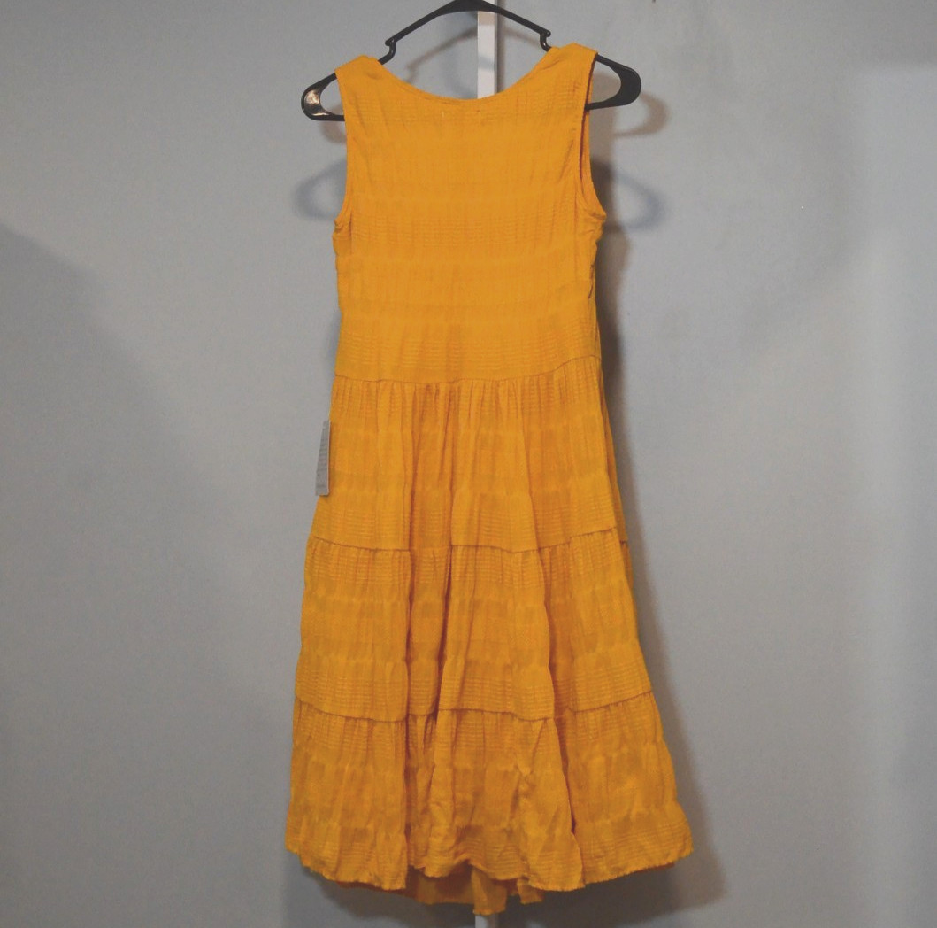 NWT Max Studio Size XS Gold Color Sleeveless A-Line Fit & Flare Dress U-Neckline