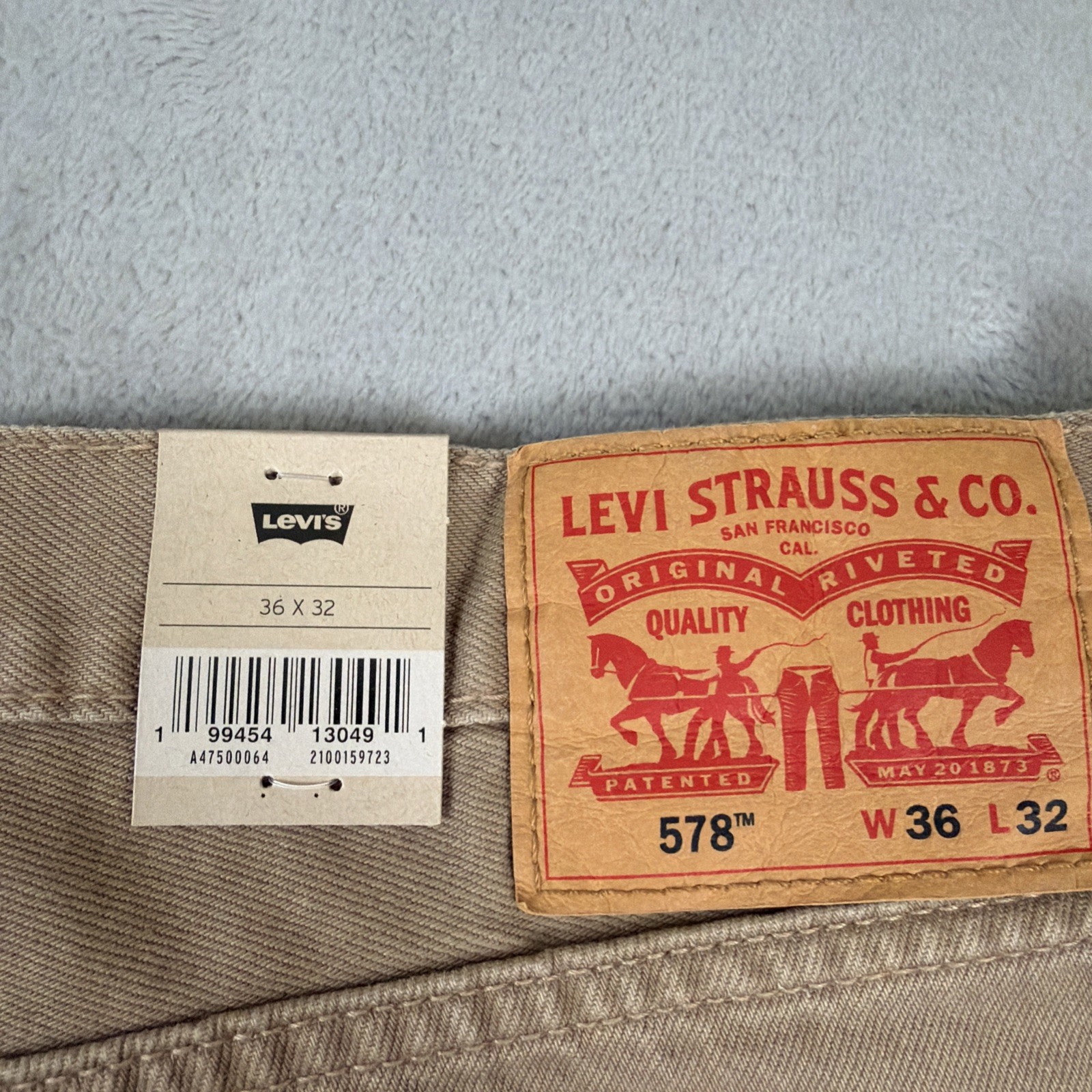 Levi’s 578 Baggy Denim Jeans Men’s Size 36×32 Tan/Khaki Cotton