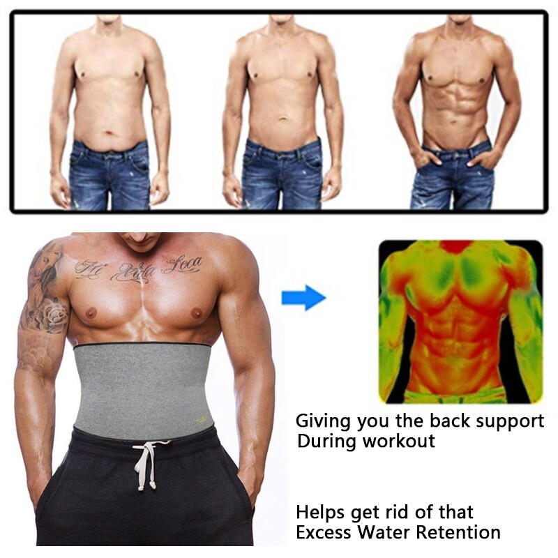 Men’s Sweat Sauna Belt Waist Trainer Body Shaper Compression Abdominal Workout