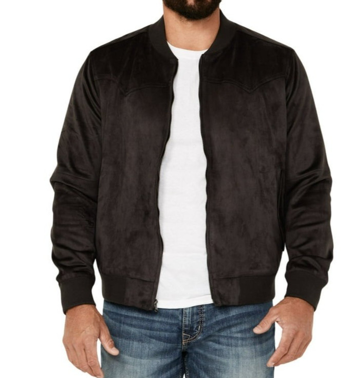 Moon Shine spirit by Brad Paisley faux suede men Sz L full zip bomber jacket