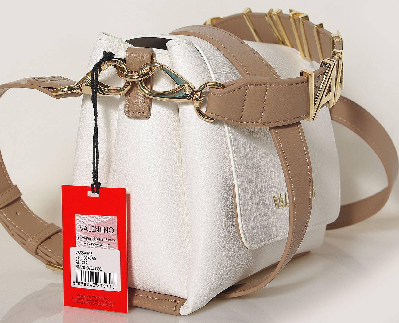 Valentino bags ALEXIA bag bianco cuoio borse a spalla VBS5A806 SATCHEL 22x15x10c