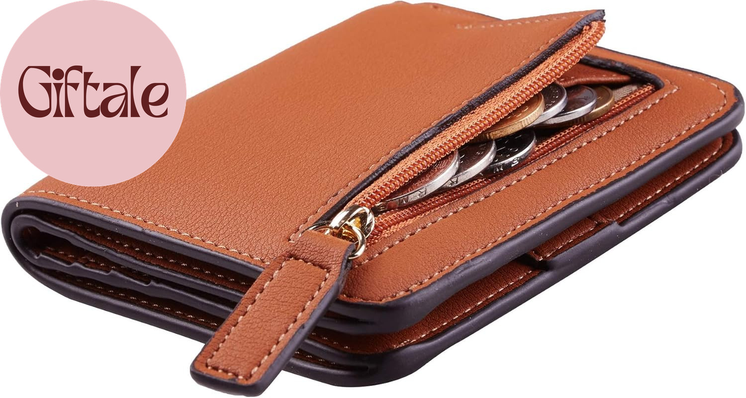 Women’S Small Slim Leather Wallet with RFID Protection, Compact Bifold Mini Purs