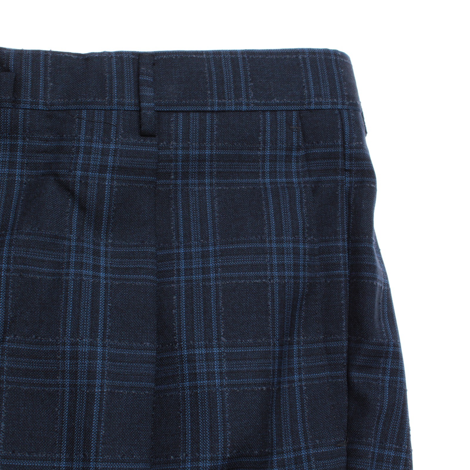 PT Torino NWT Dress Pants Size 46 (30 US) In Blue Plaid 100% Wool Gentleman