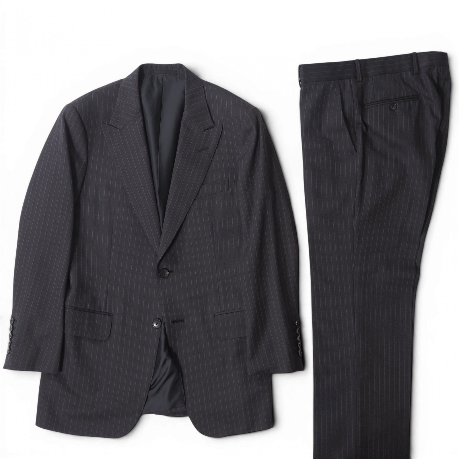 GUCCI by TOM FORD Wool Suit EU46 Gray-striped Men 6-DE036