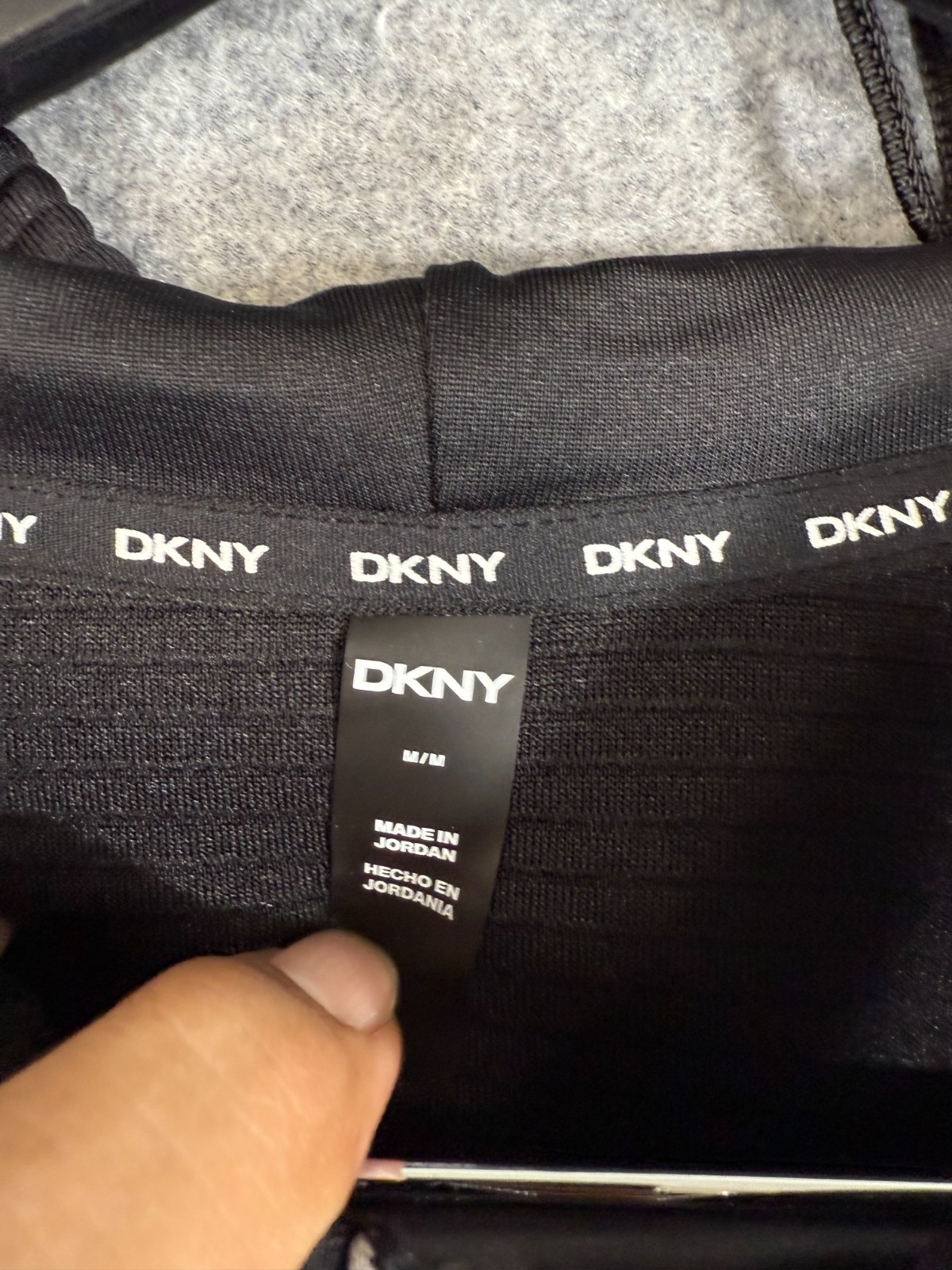 DKNY Ottoman Full Zip Hoodie Womens Medium Black Stretch Lined Drawstring NWT