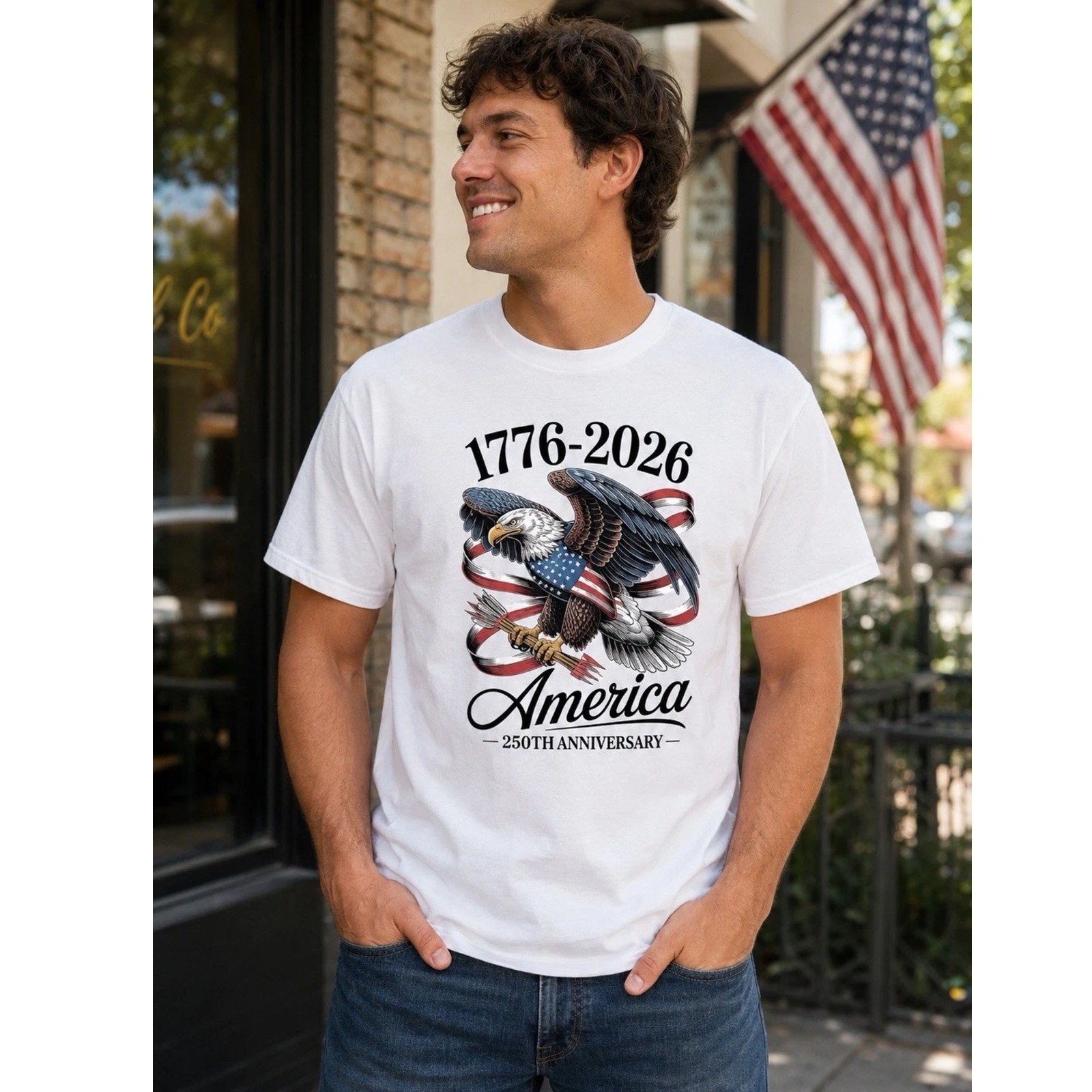 USA 250th Anniversary 1776-2026 Eagle Flag T-Shirt Patriotic 4th of July Tee!!!