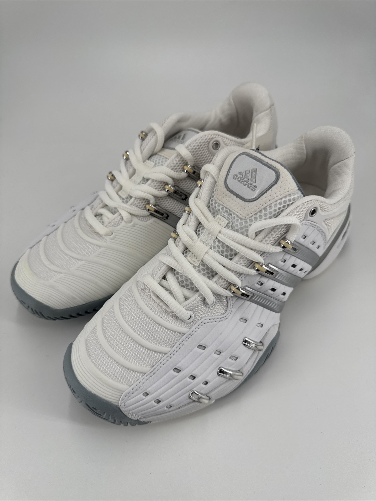 Womens Size 9.5 Adidas 2014 Barricade V Classic Tennis Shoes White Silver