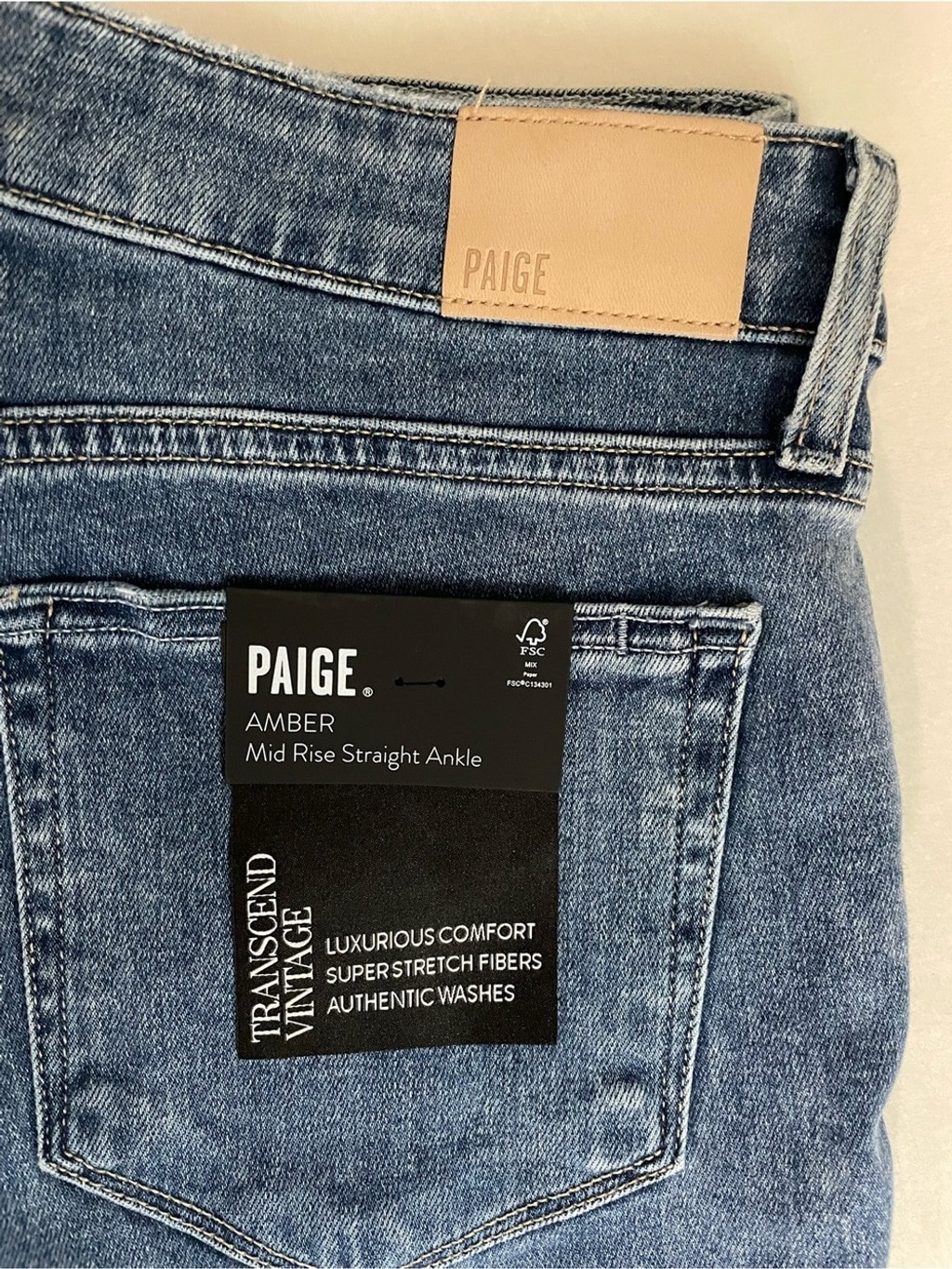 PAIGE Amber NWT Mid Rise Straight Ankle Tapestry Blue Jeans Size 30