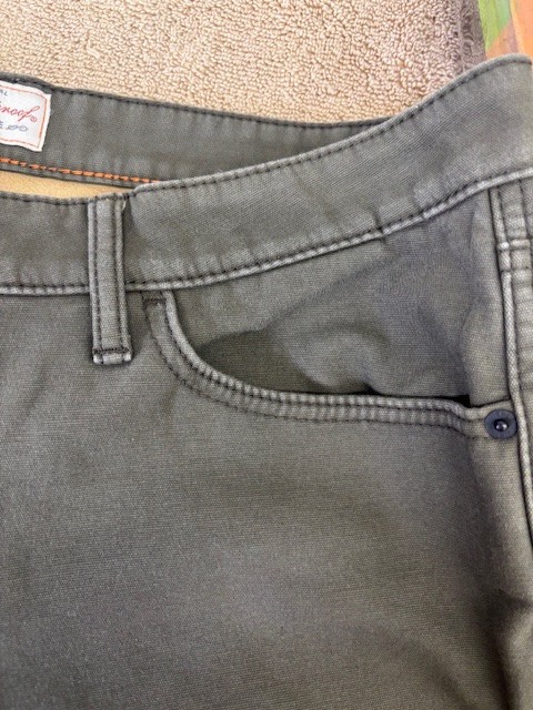 Weatherproof MENS REGULAR Fit Fleece-Lined Stretch Canvas Pants(OLIVE 36X30)USED