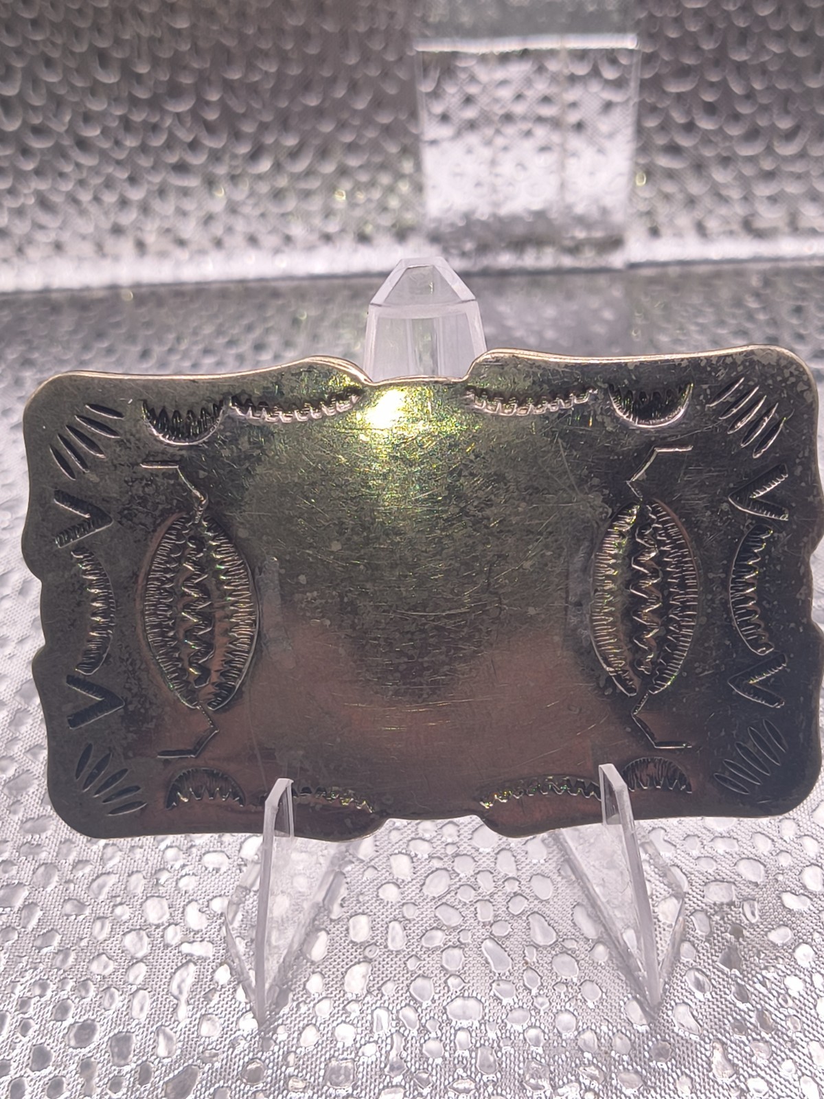 Native American Design style Belt Buckle – Nickel – Silver – Rare