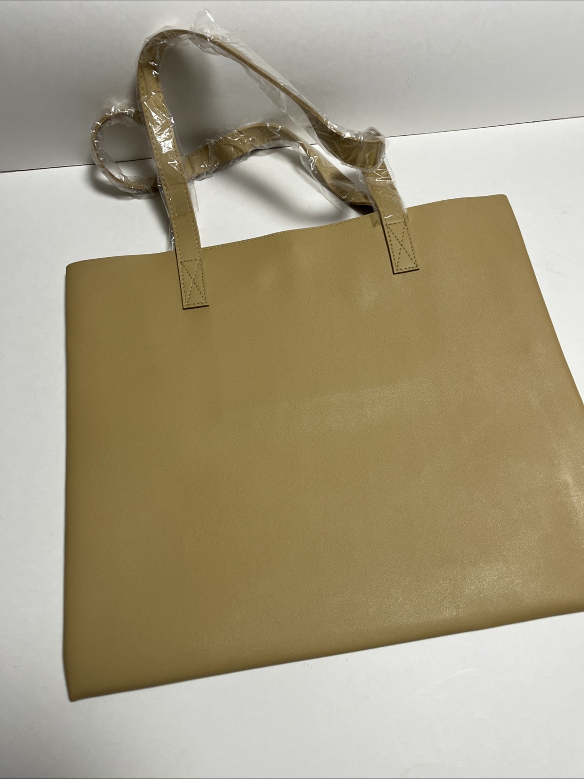Wahine Made Co 100% Vegan Leather Tan Shoulder Bag 14×16 In