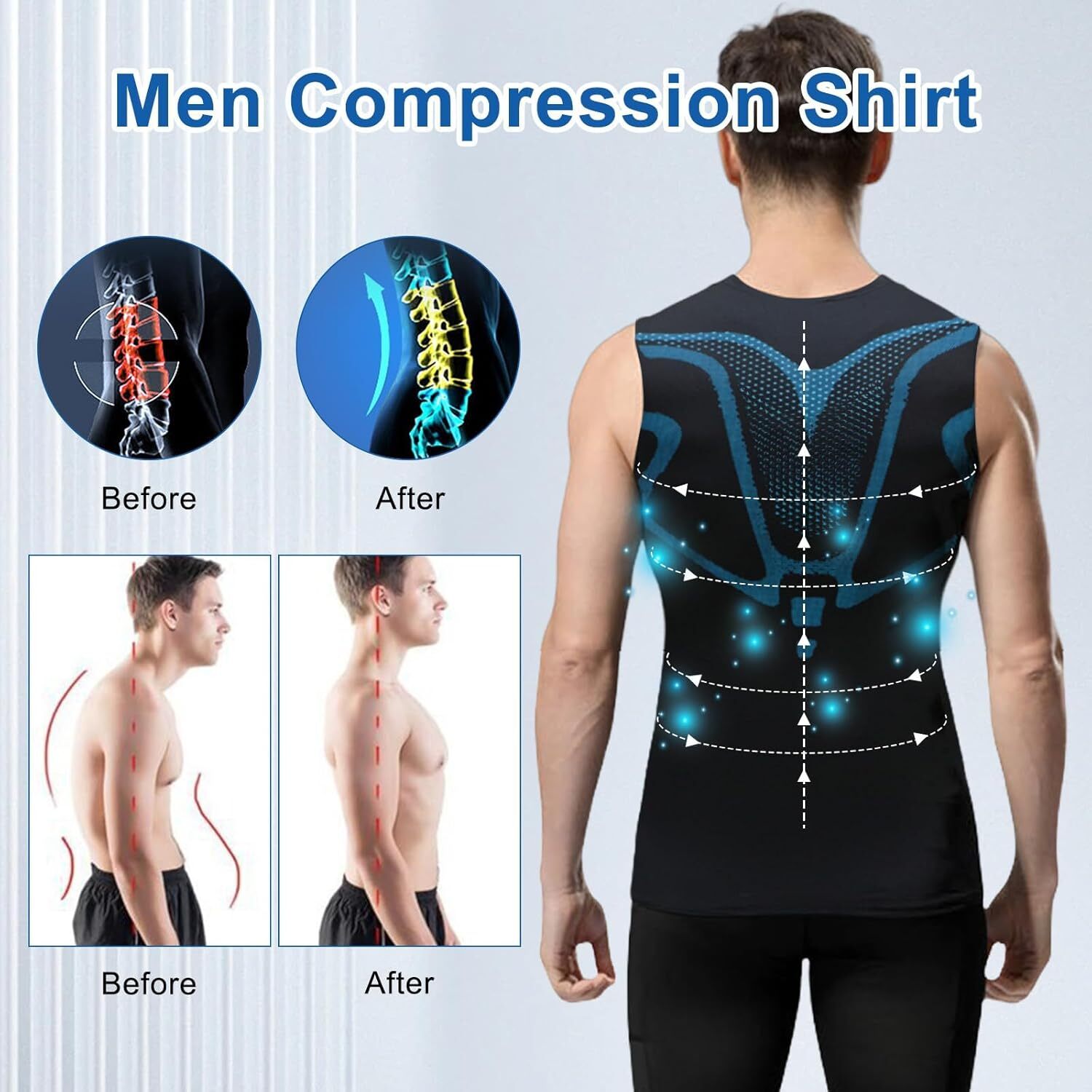 Men Athletic Compression Shirt Workout Shaper Tank Top Base Layer Sport Gym Vest