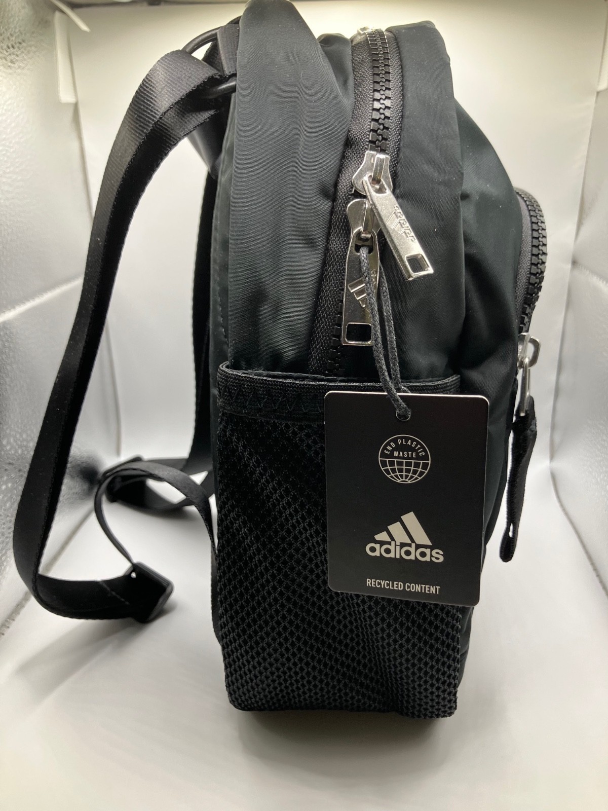 New Adidas Linear/ 3 Mini Backpack Black Bag New / Mesh Sides Withtags