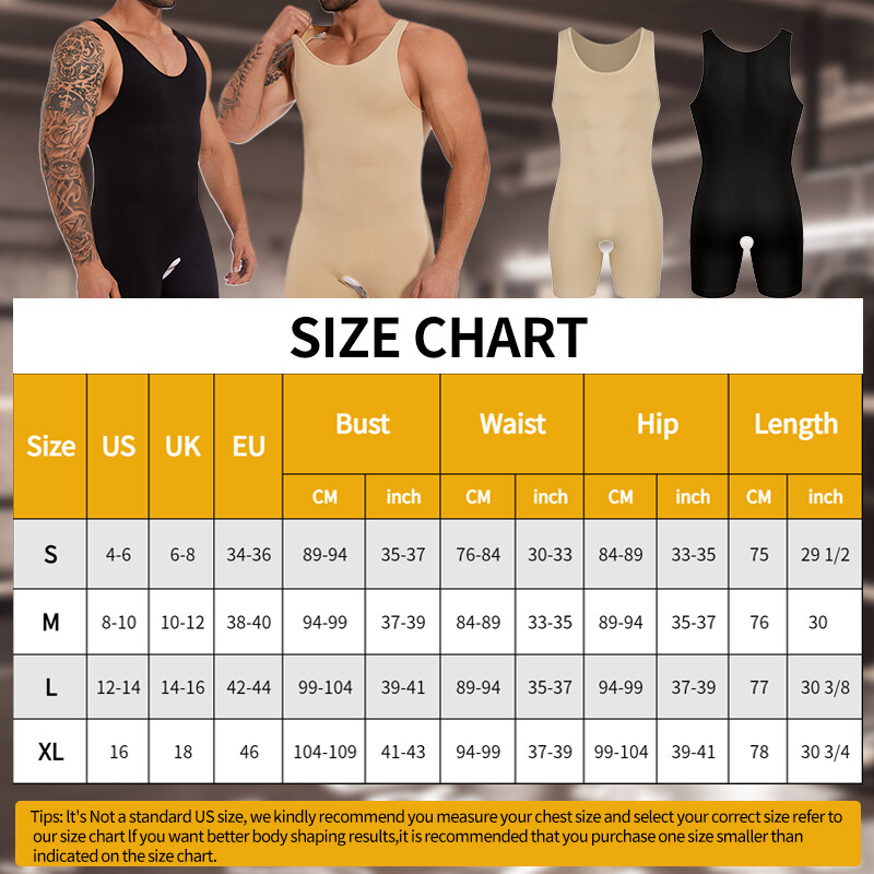 Men Full Body Shaper Compression Bodysuit Shapewear Firm Tummy Control Underwear