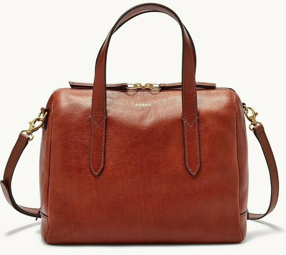 Fossil Sydney Satchel Crossbody Brown Leather Handbag SHB1978210 NWT $180 FS