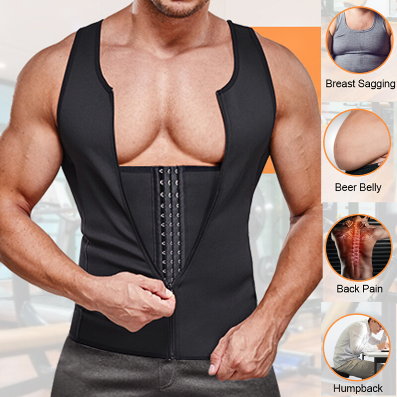 Men Compression Shirt Slimming Vest Waist Tank Top Posture Corrector Body Shaper