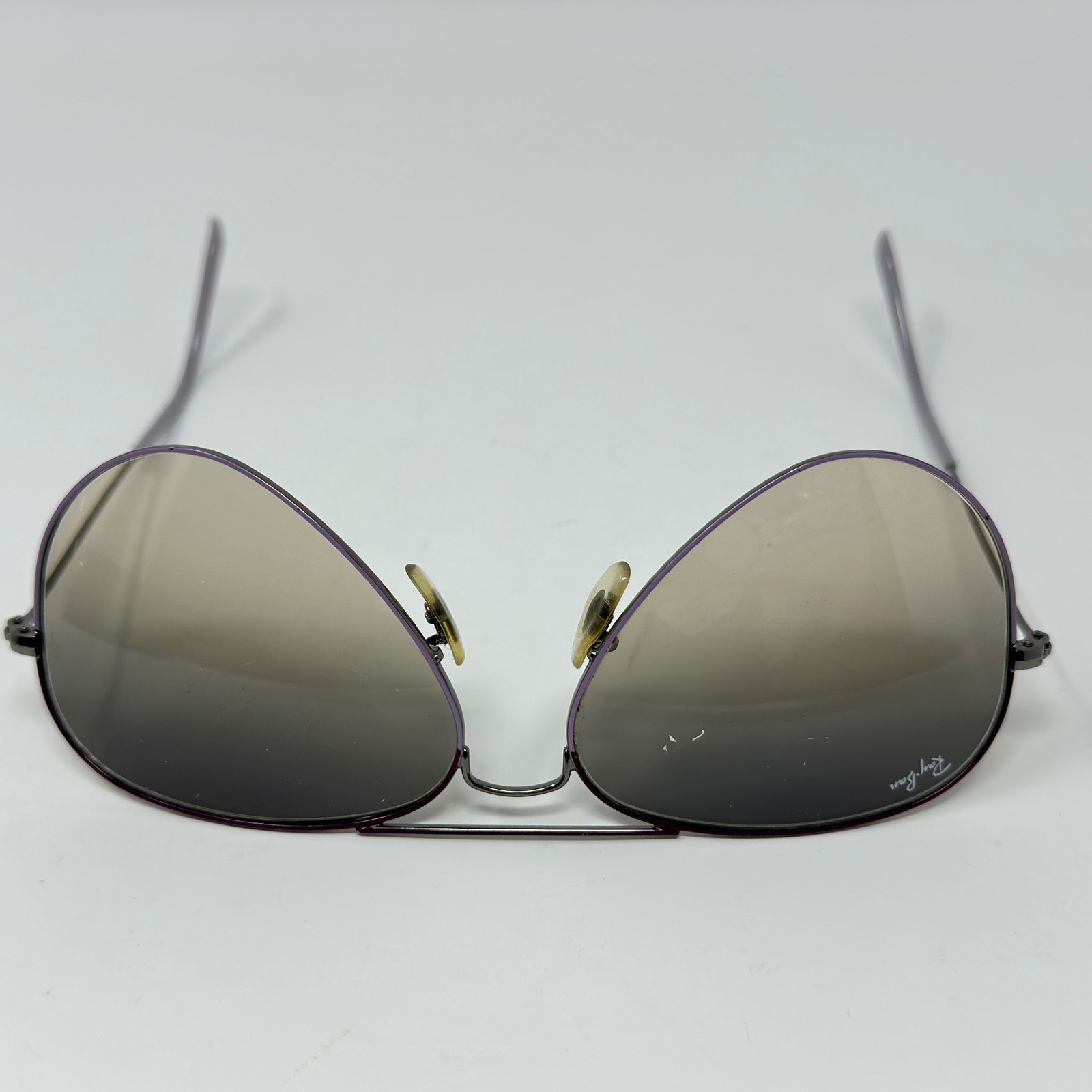 Ray-Ban Aviator Sunglasses Unisex Large Metal RB3025 Purple Frame Lens Scratches