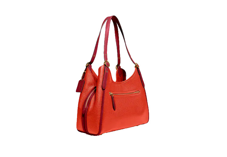 New Coach Lori Shoulder Bag Leather Colorblock Brass/Red Orange Multi C6627