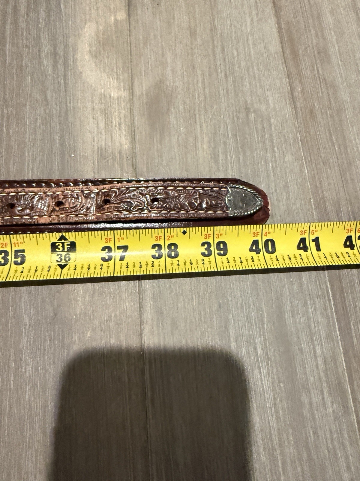 VOGT 3 Piece Sterling Silver .925 Buckle Tex Tan Leather Belt Size 36