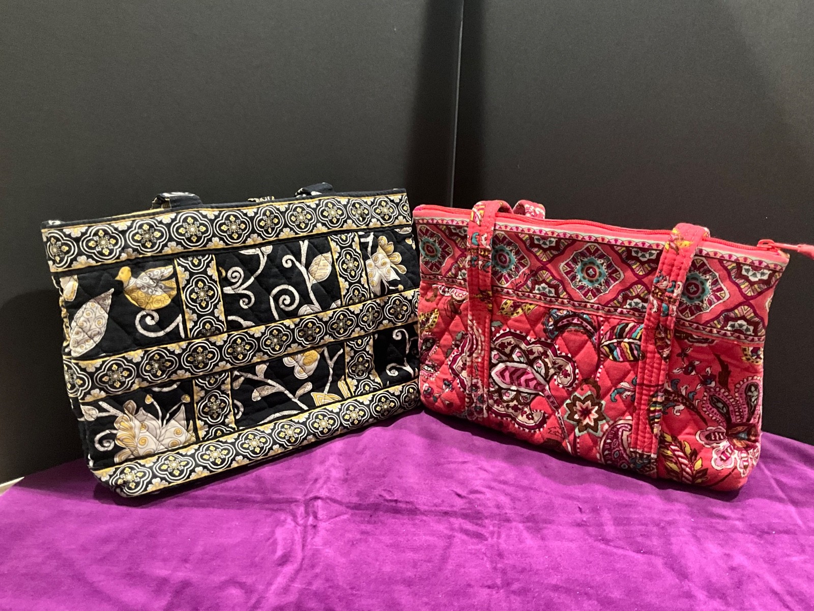 Vera Bradley Coral Purse & Black and Yellow Purse
