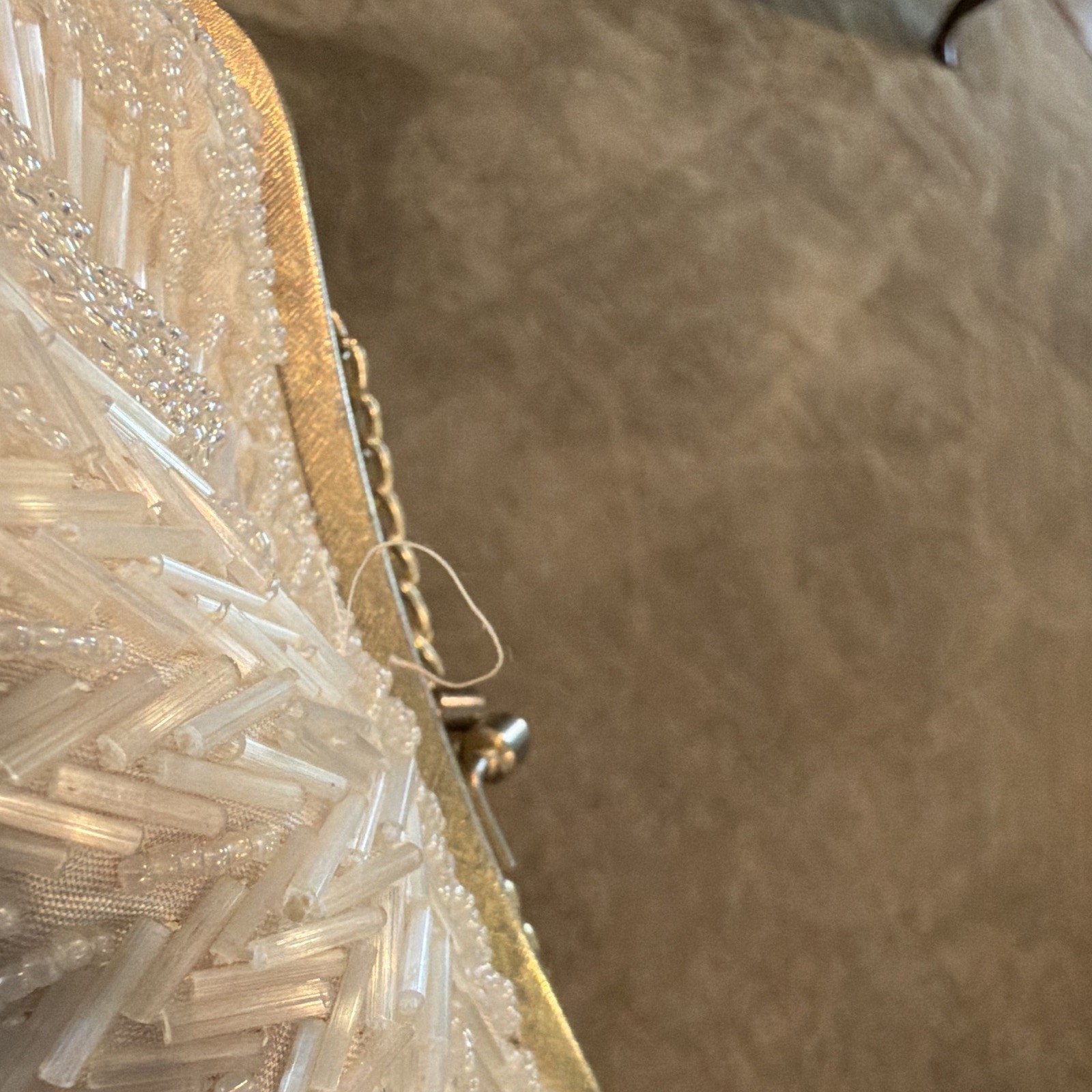 Vintage Regale Ltd. white beaded evening clutch / shoulder bag