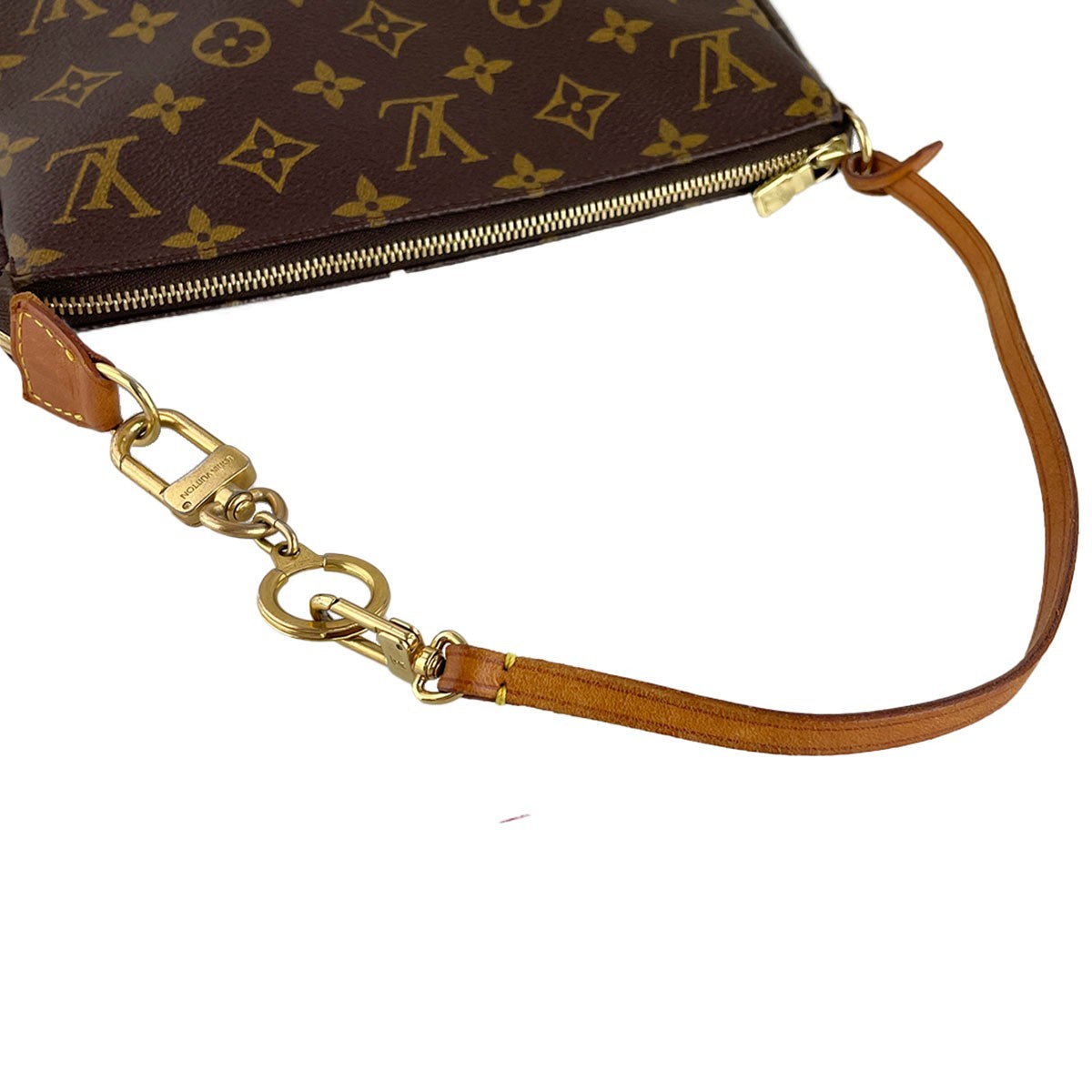 Louis Vuitton Monogram Pochette Accessoires Leather Fabric Brown Handbag 4742