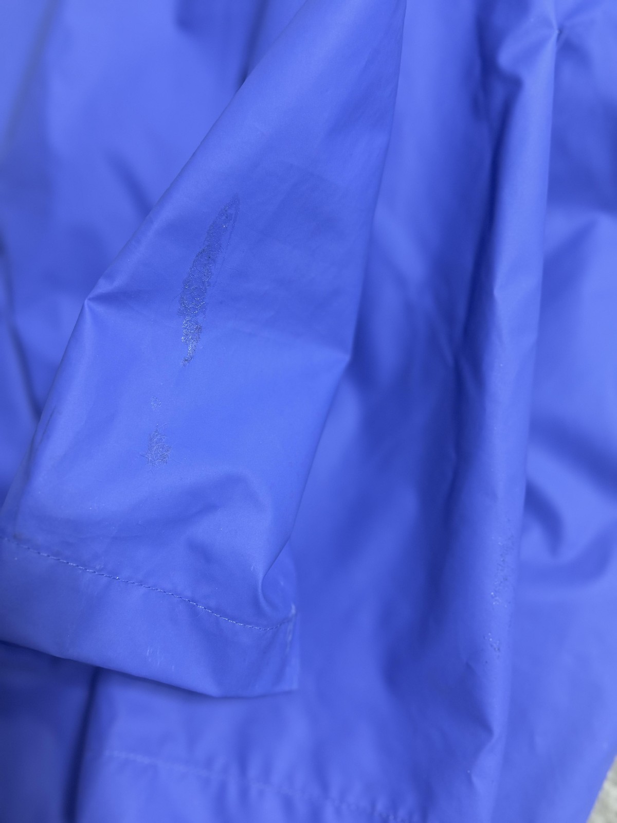 Lands’ End Jacket Mens Large Blue Hooded PVC Rain Coat Mesh Lined Zip Waterproof