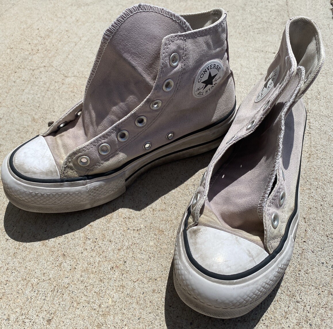 Converse Womens CTAS Lift Platform Hi A06139F Beige Casual Shoes Sneakers Size 6