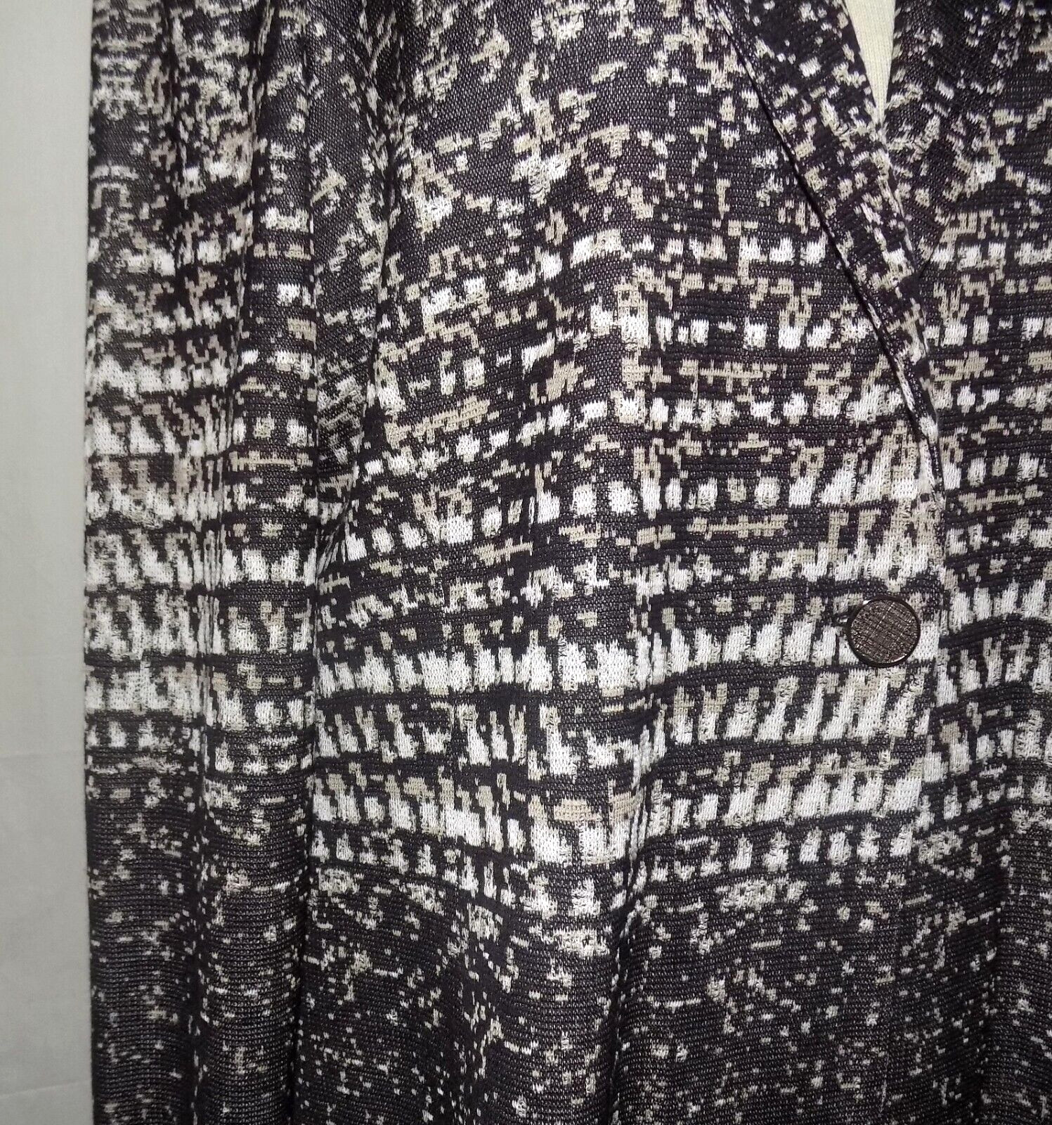 Misook Brown-Multi Abstract Patterned 1-Button Acrylic Blend Knit Jacket XL NEW